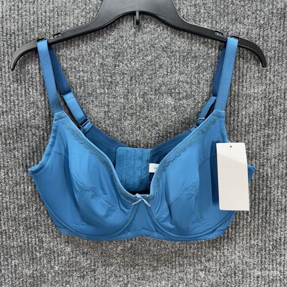 HSIA Lightly Padded Underwire Bra 36DDD Blue Soft Supportive Cups NEW - Picture 2 of 10